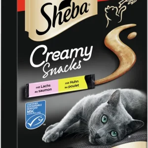 Aktuell Sheba Creamy Snacks Huhn und Lachs Multipack 9 x 12 g